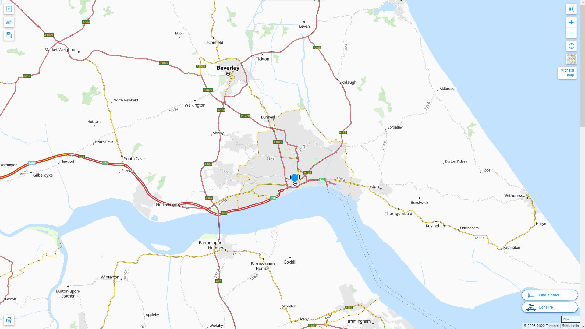 Kingston Upon Hull Royaume Uni Autoroute et carte routiere